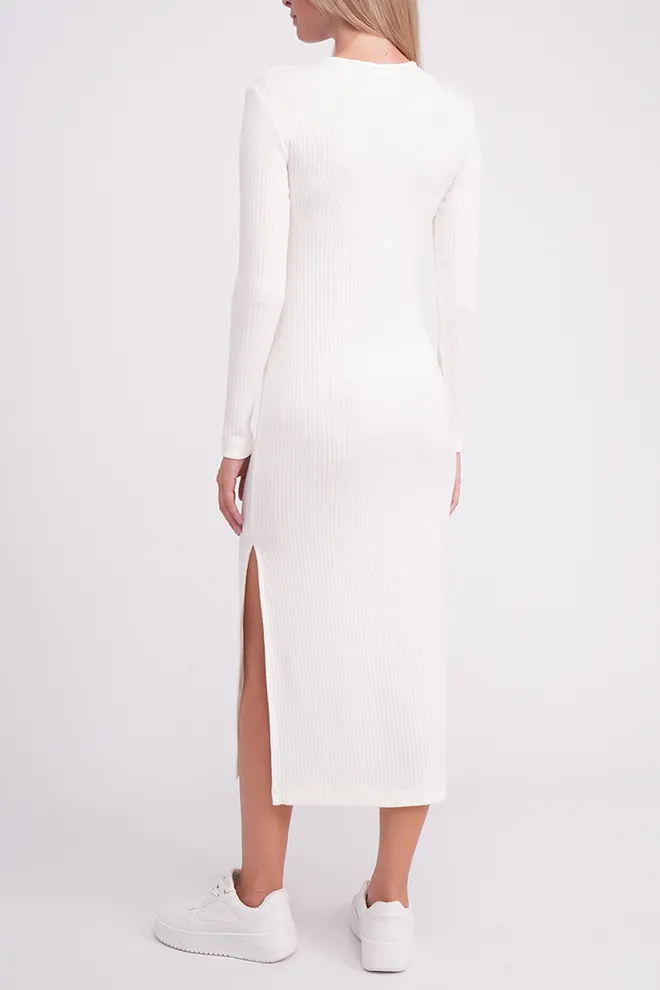 Трикотажное платье в рубчик MOSSLINES 8809/150 Giulia (white dove), белый