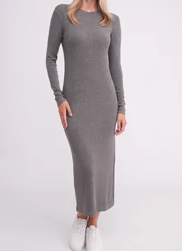 Трикотажное платье в рубчик MOSSLINES 8809/150 Giulia (gunsmoke melange), серый