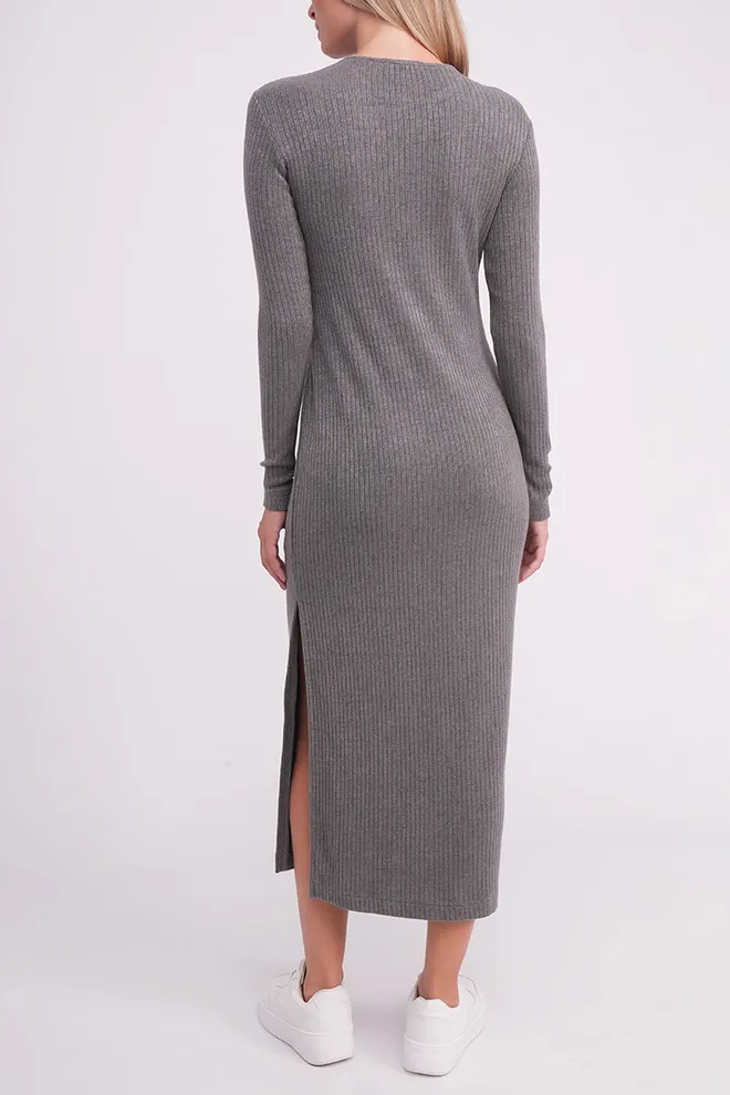 Трикотажное платье в рубчик MOSSLINES 8809/150 Giulia (gunsmoke melange), серый