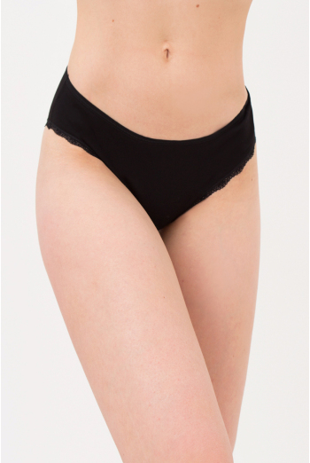 Жіночі трусики сліпи з бавовни та мережива Leila lace 2301/60 Giulia (black), чорний