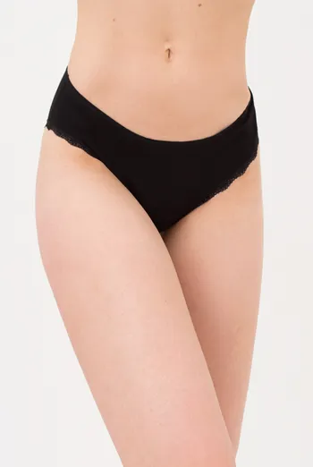 Женские трусики слипы из хлопка и кружева Leila lace 2301/60 Giulia (black), черный