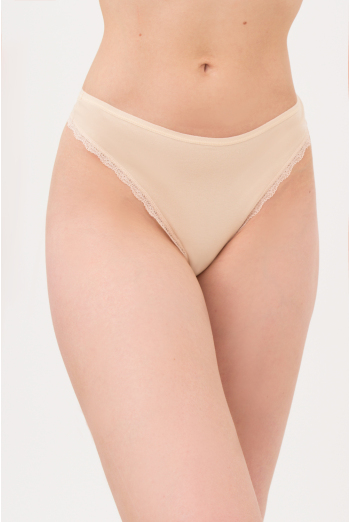 Жіночі трусики сліпи з бавовни та мережива Leila lace 2301/60 Giulia (beige), бежевий