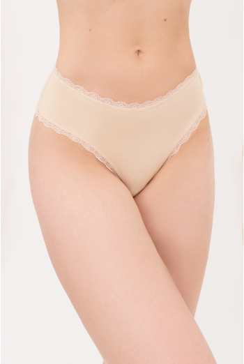 Жіночі труси бразиліана з бавовни та мережива Leila lace 2206/60 Giulia beige (бежевий)