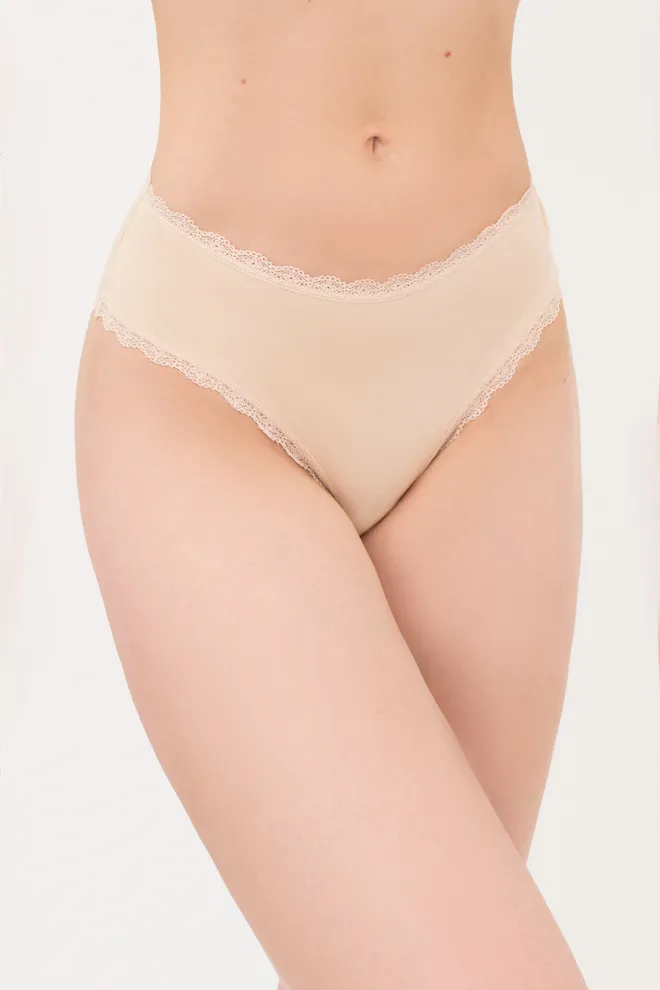 Женские трусы бразилиана из хлопка и кружева Leila lace 2206/60 Giulia beige (бежевый)