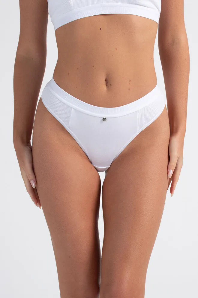 Бавовняні стрінги в рубчик URBAN RIB 2115/60 Giulia (white), білий