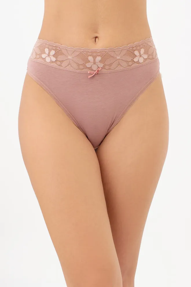 Бавовняні трусики бразиліана з мереживним поясом LEYA 2228/61 Giulia (mokko), коричневий