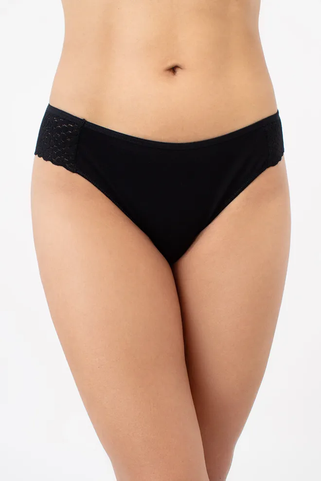 Хлопковые трусики бразилиана с кружевом LADY LACE 2234/61 Giulia (black), черный