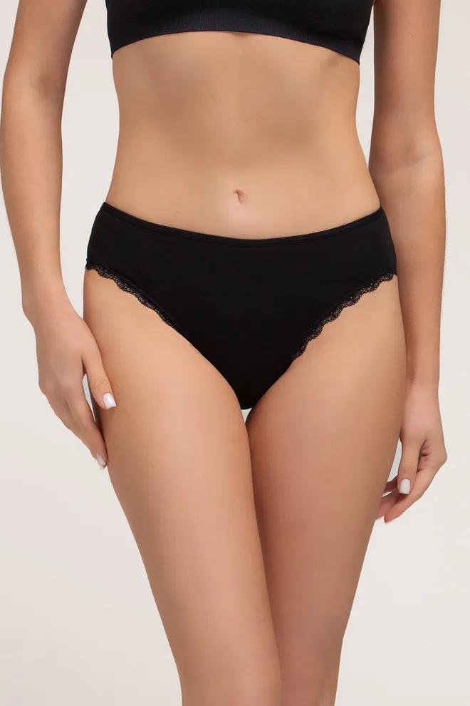 Бавовняні сліпи з мереживом LADY LACE 2316/61 Giulia (black), чорний