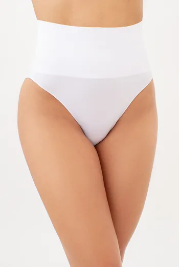 Бесшовные трусы бразилиана с легким моделирующим эффектом BRASILIAN SHAPEWEAR Giulia (white), белый