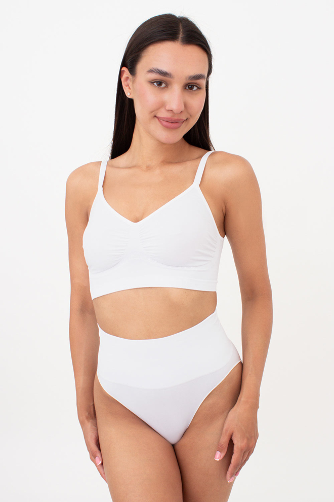 Бесшовные трусы бразилиана с легким моделирующим эффектом BRASILIAN SHAPEWEAR Giulia (white), белый