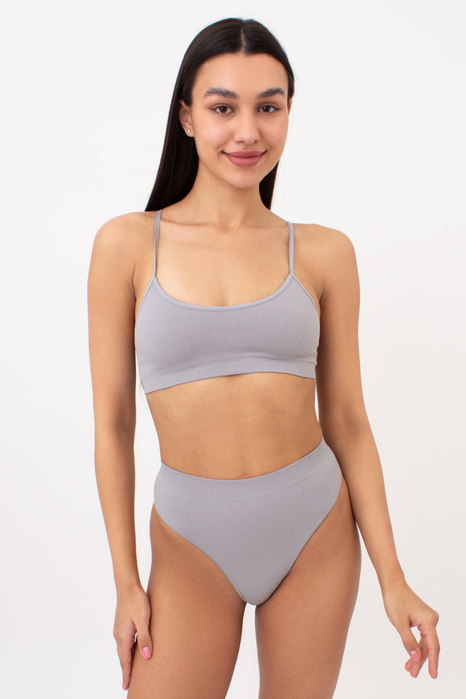 Бесшовные трусики бразилиана в рубчик BRASILIAN BRIEFS RIB Giulia (griffin), серый