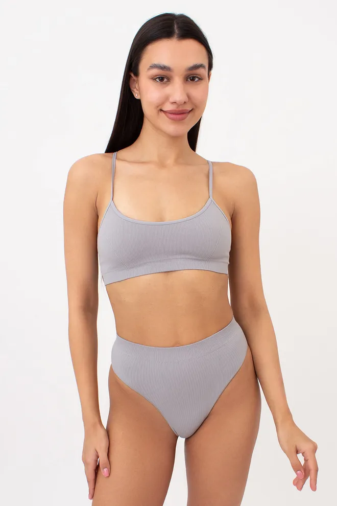 Безшовні трусики бразиліана в рубчик BRASILIAN BRIEFS RIB Giulia (griffin), сірий