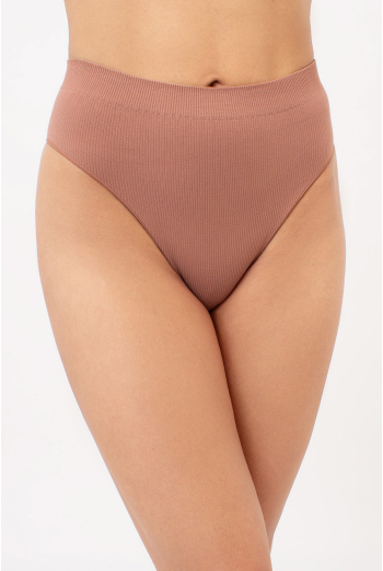 Бесшовные трусики бразилиана в рубчик BRASILIAN BRIEFS RIB Giulia (mokko), коричневый