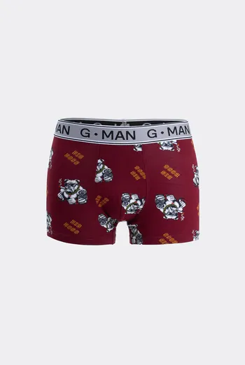 Мужские трусы боксеры G-MAN PRINT 20401/60 Giulia (burgundy/bulldog print), бордовый Мужские трусы боксеры G-MAN PRINT 20401/60 Giulia (burgundy/bulldog print), бордовый
