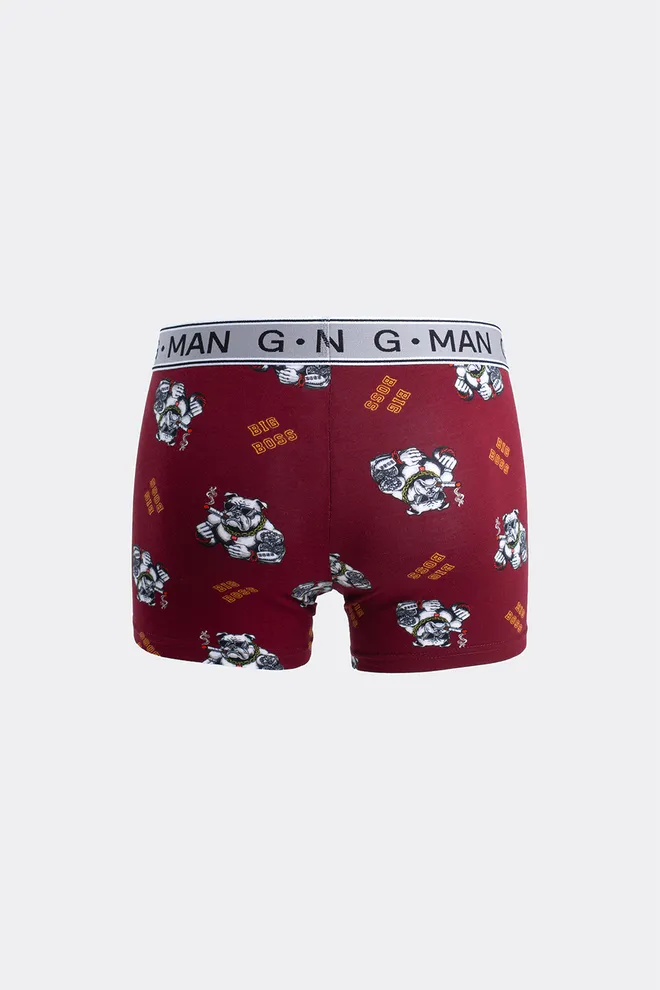 Мужские трусы боксеры G-MAN PRINT 20401/60 Giulia (burgundy/bulldog print), бордовый