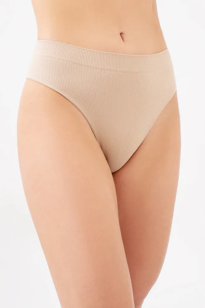 Безшовні трусики бразиліана в рубчик BRASILIAN BRIEFS RIB Giulia (naturale), бежевий