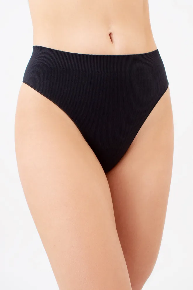 Бесшовные трусики бразилиана в рубчик BRASILIAN BRIEFS RIB Giulia (black), черный