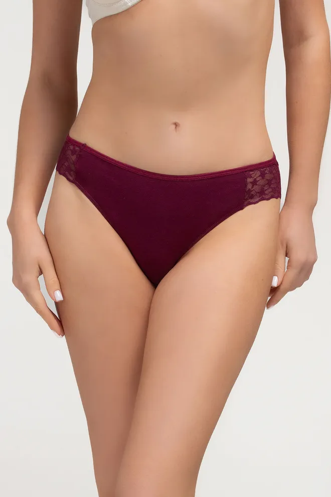 Хлопковые трусики бразилиана LADY LACE 2234/61 Giulia (burgundy), бордовый