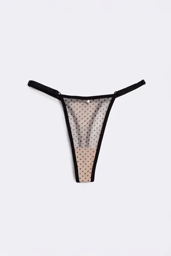 Трусики танга из сетки в горошек Glam 2116/40 Giulia (beige dots), бежевый Трусики танга из сетки в горошек Glam 2116/40 Giulia (beige dots), бежевый