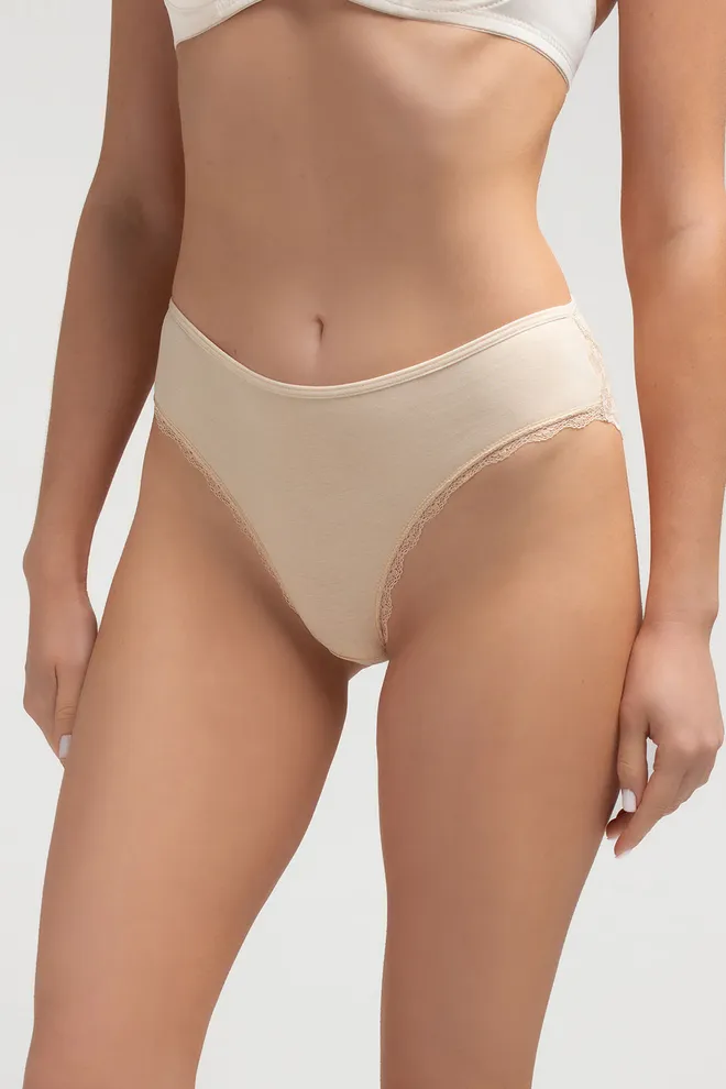 Хлопковые слипы с кружевом LADY LACE 2316/61 Giulia (beige), бежевый