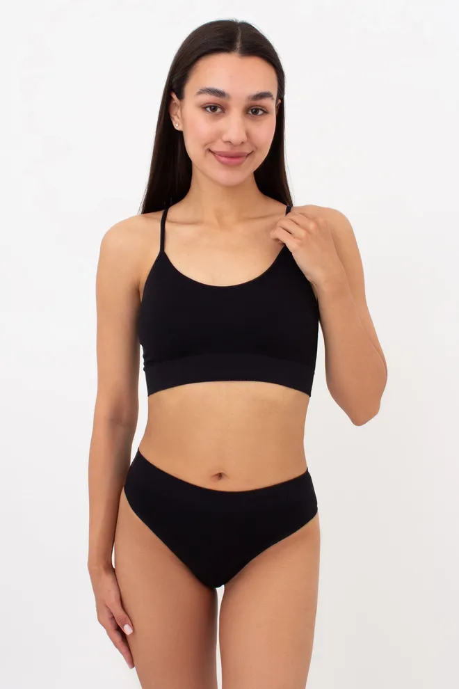 Трусики бразилиана с зернистой текстурой BRASILIAN BRIEFS GRAIN Giulia (black), черный