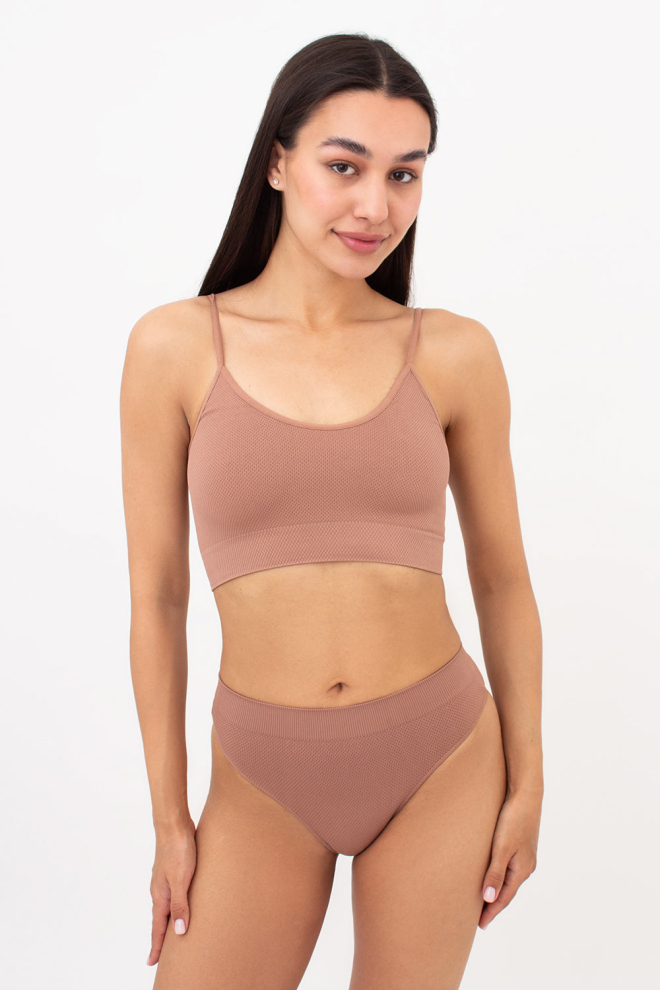 Трусики бразилиана с зернистой текстурой BRASILIAN BRIEFS GRAIN Giulia (mokko), коричневый