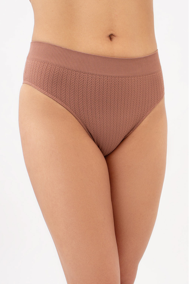 Трусики бразиліана з фактурним візерунком косичка BRASILIAN BRIEFS BRAID Giulia (mokko), коричневий