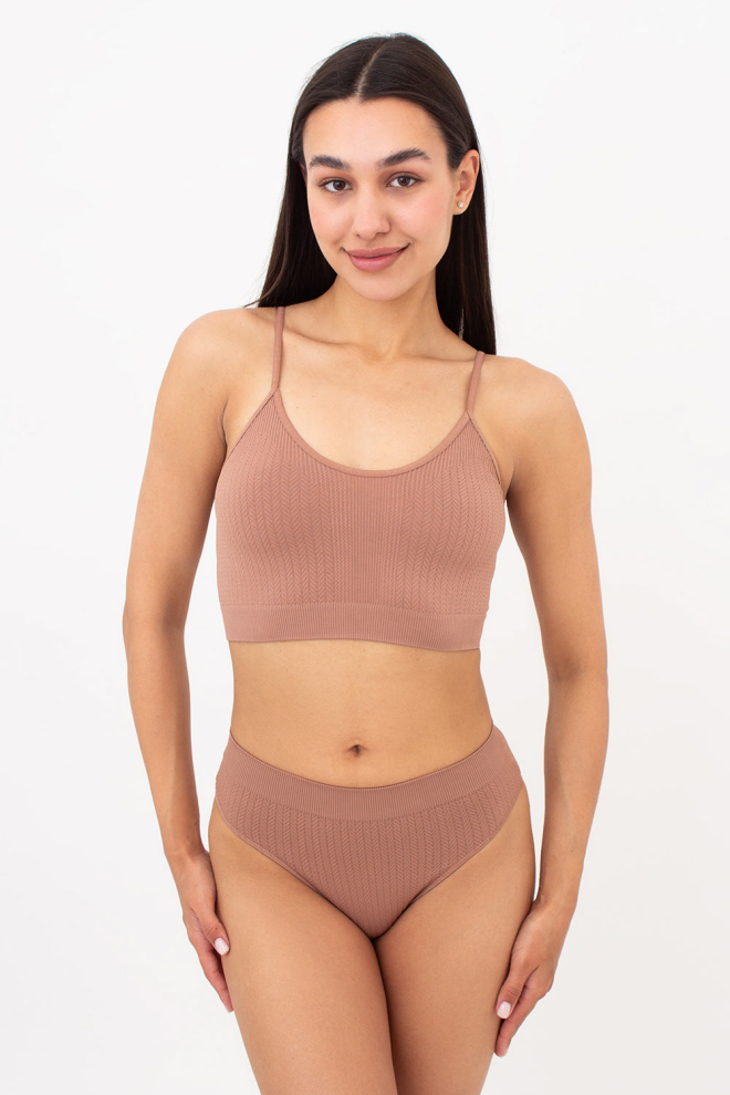 Трусики бразиліана з фактурним візерунком косичка BRASILIAN BRIEFS BRAID Giulia (mokko), коричневий