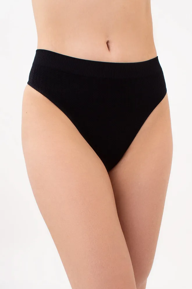 Трусики стрінги з фактурним візерунком косичка STRING BRIEFS BRAID Giulia (black), чорний