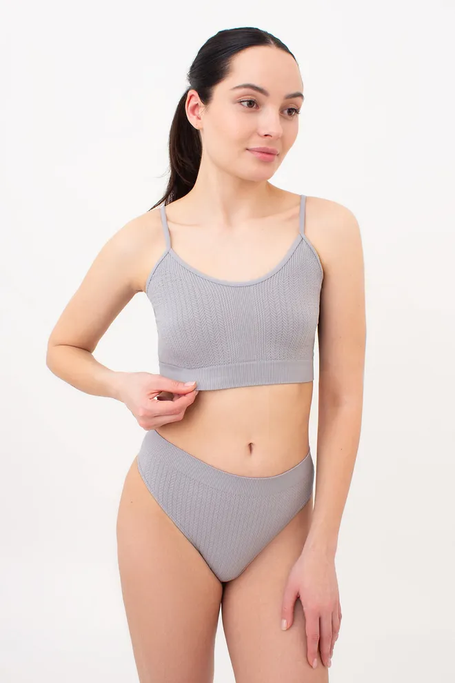 Трусики стрінги з фактурним візерунком косичка STRING BRIEFS BRAID Giulia (griffin), сірий