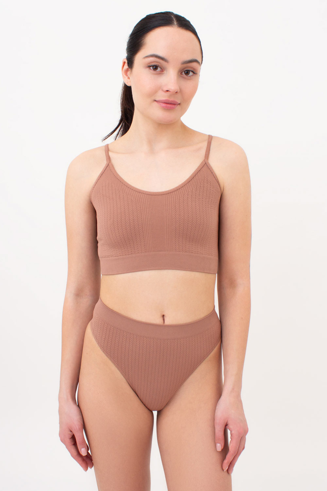 Трусики стринги с фактурным узором косичка STRING BRIEFS BRAID Giulia (mokko), коричневый