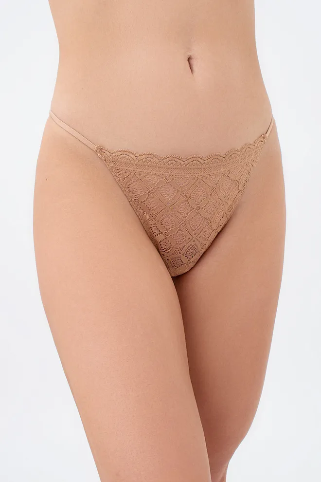 Трусики стрінги з мережива MIA 2112/31 Giulia (macchiato), бежевий