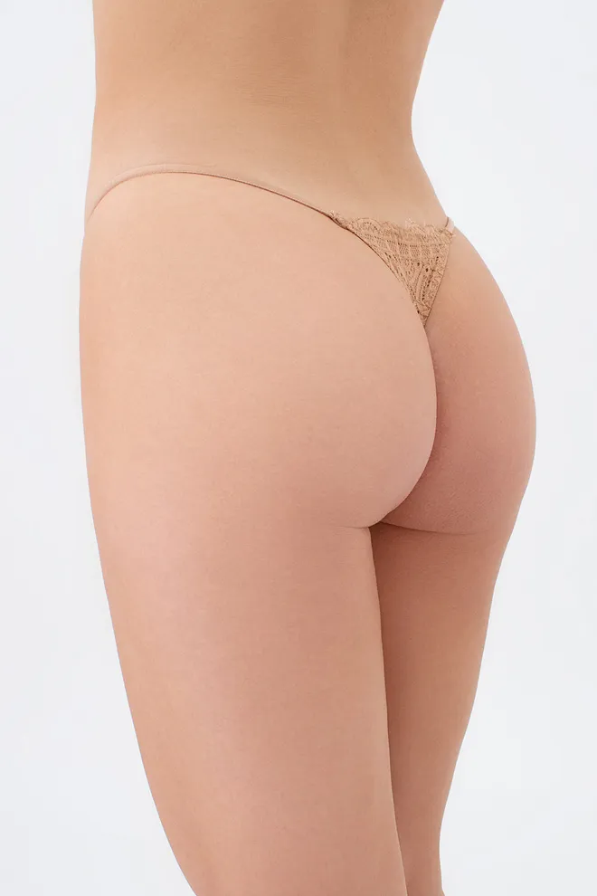 Трусики стрінги з мережива MIA 2112/31 Giulia (macchiato), бежевий