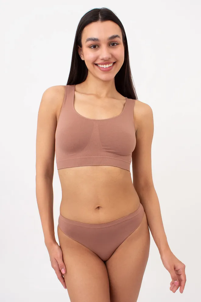 Жіночі безшовні трусики бразиліана BRASILIAN BRIEFS COLOR Giulia (mokko), коричневий