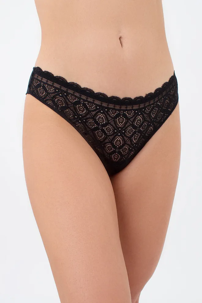 Жіночі трусики бразиліана з мережива та мікрофібри TIFFANY 2226/36 Giulia (black), чорний