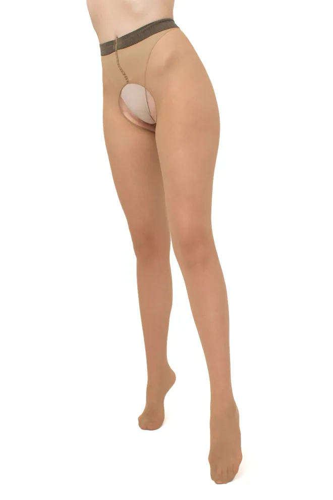 Колготки с эротическим вырезом Intimo favor 40 den model 1 Giulia (daino/nero)