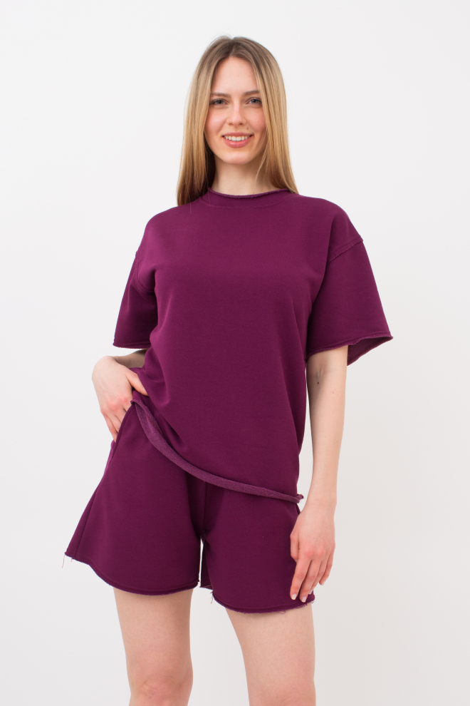 Комплект футболка та шорти бавовняні STREET STYLE 6124/160 Giulia (magenta purple), фіолетовий