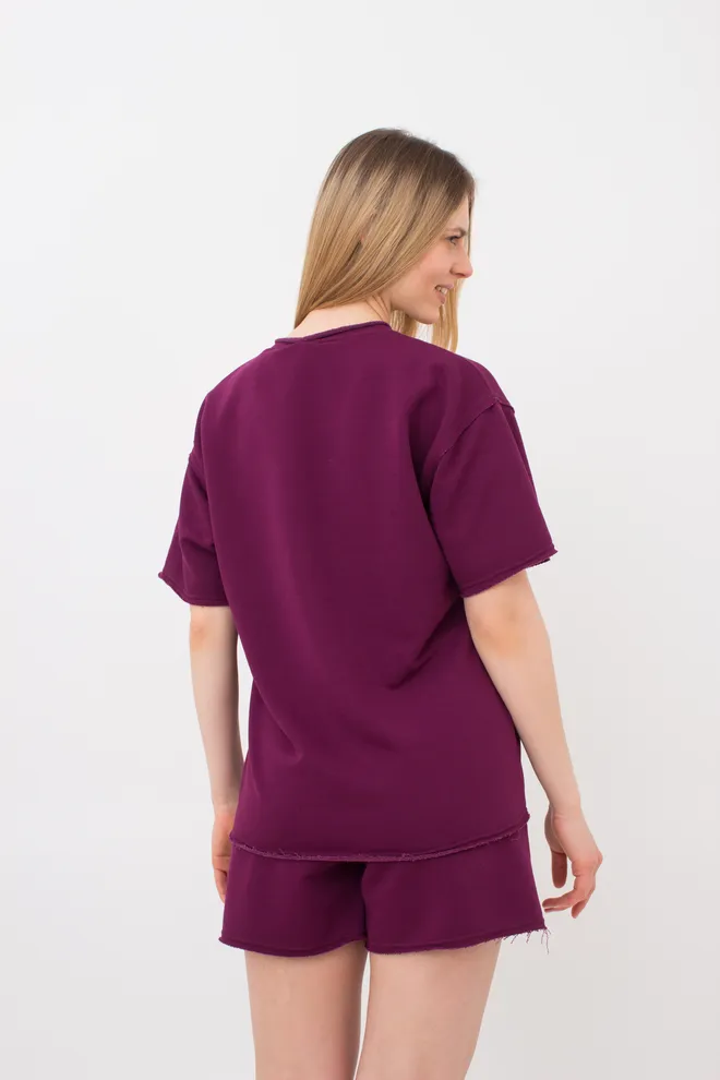 Комплект футболка та шорти бавовняні STREET STYLE 6124/160 Giulia (magenta purple), фіолетовий