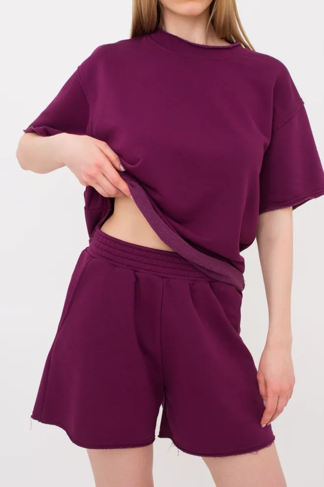 Комплект футболка та шорти бавовняні STREET STYLE 6124/160 Giulia (magenta purple), фіолетовий